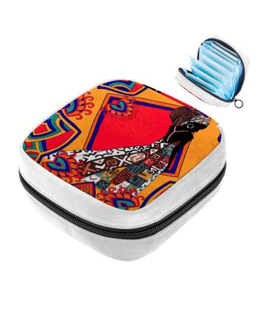 GIAPB Sanitary Napkin Storage Bag Period Bag Tampon Bag Makeup Bag Pad Pouch African Art Tribal Woman Color380