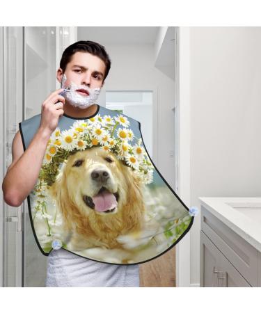 Golden Retriever Dog Beard Bib Hair Catcher For Men Shaving Men Beard Apron Gift For Fathers Day/Anniversary/Valentines Day/Christmas One Size