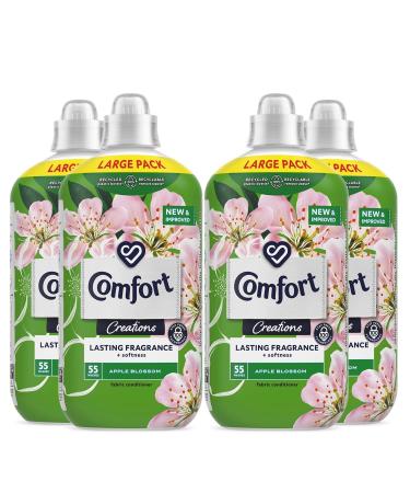 Comfort Creation Concentrated Fabric Conditioner with 100 Days of Long-Lasting Fragrance and Softness Intense Liquid Fabric Softener Apple Blossom 55 Washes 1.65L 4Pack