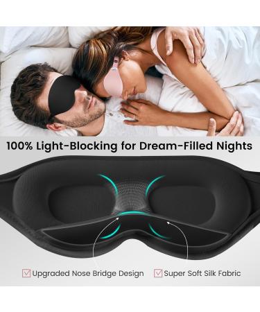 Audree 3D Contoured Eye Mask for Sleeping | 100% Light Blocking Sleep Mask for Men & Women | Zero Eye Pressure Soft Sleep Blindfold - Black - Buy Online on GoSupps.com