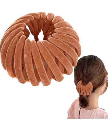 Birds Nest Hair Clip Flexible Non-slip Bird's Nest Magic Hair Clip Expandable Velvet Ponytail Holder Retractable Ponytail Holder Hairpin Buckles Hair Bun Maker Bun Clip Accessories Khaki - Buy Online on GoSupps.com