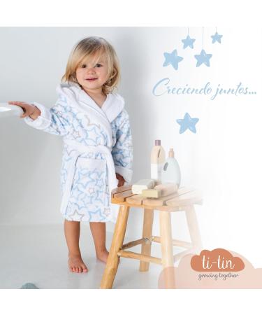 Buy Ti Tin Ferry Children's Bathrobe - 100% Cotton Blue with Star Print | Ideal for Ages 5-6 (105-116 cm) - Perfect for International Shipping - Buy Online on GoSupps.com