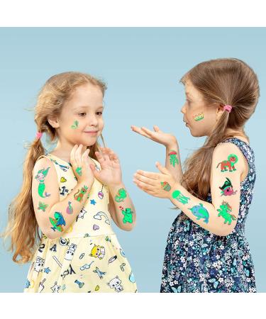 Glow Temporary Tattoos for Kids - 210pcs Luminous Tattoo Stickers in Mixed Styles - Unicorn, Dinosaur, Pirate, Mermaid - 16 Sheets - Party Supplies & Gifts for Children - Buy Online on GoSupps.com