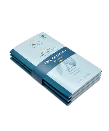 Dolfin Dolfin Dark Chocolate 88% Cocoa Decadent Belgian Chocolate Tablet Intense Sweet Bitter & Balanced Quality Confectionery Gift Idea Made in Belgium 210 g Pack of 3