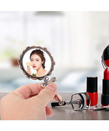 Folding Small Handle Mirror Foldable Mirror with Handle Portable Makeup Mirror Vanity Mirror Hand Mirror Makeup Tool Embossed Mirror Embossed Flower Mirror Retro Handheld Mirror - Buy Online on GoSupps.com