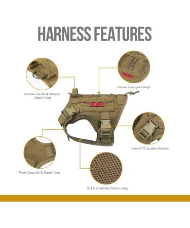 OneTigris FIRE Watcher Tactical Dog Harness - MOLLE Dog Vest for Training & Service - Durable 1000D Nylon (Large Brown) - Buy Online on GoSupps.com