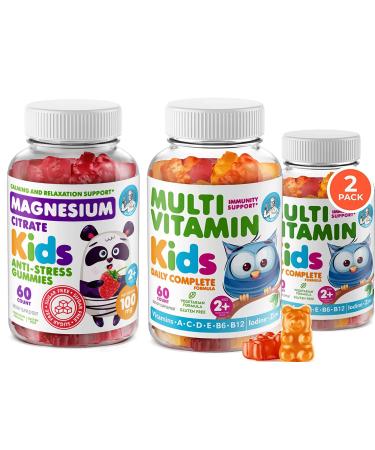 DR. MORITZ Kids Magnesium Gummies Sugar-Free and Kids Multivitamin - Calm Magnesium Supplement for Children and Multivitamins for Children
