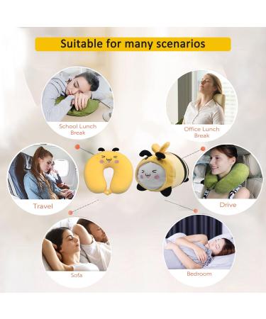 JOYRAVO 2-in-1 Kids Travel Pillow - Adorable Yellow Bee Plushie Neck Pillow for Comfort on Airplane & Trips - Buy Online on GoSupps.com
