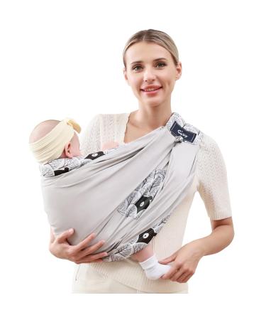 CUBY Baby Carrier Natural Cotton Baby Sling Baby Holder Extra Comfortable for Easy Wearing Carrying of Newborn Infant Toddler and Ideal for Baby Registry Cotton Grey Bear