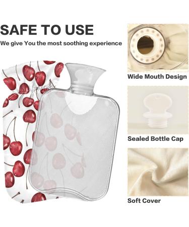 Naanle 2L Transparent Hot Water Bottle with Cover - Large Cherry Berries Design for Bed Hand and Feet Warmer | Pain Relief & Heat Therapy - Buy Online on GoSupps.com