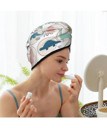 Quick-Dry Hair Towel Wrap with Button - Cute Dinosaur Turban for Effortless Drying - Buy Online on GoSupps.com