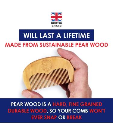 Gentlemans Face Care Club Vegan Friendly Beard Comb - Handmade Wooden Comb for Snag Free Moustache and Beard Care - Pocket Size with FREE Storage Bag - Ideal for Beard Oil or Wax - Buy Online on GoSupps.com