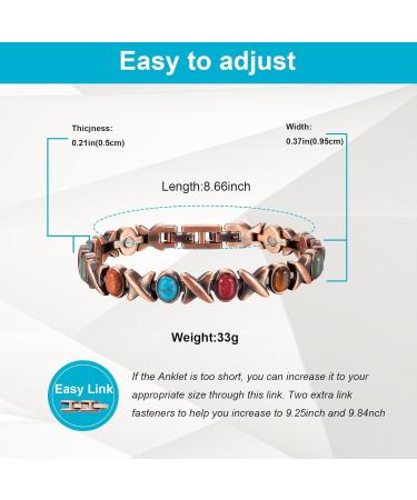 YINOX Magnetic Copper Anklet for Arthritis - Extra Strong Magnets (24cm/8mm) | International Shipping Available - Buy Online on GoSupps.com