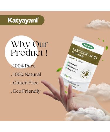 Katyayani Glycolic Acid Powder (3.6oz/100gm) - Cosmetic Grade for DIY Peels & Masks | Enhance Creams & Moisturizers - Buy Online on GoSupps.com