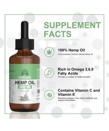 HOOLOO Hemp Oil for Adults 3000MG for Bedtime Support Unwind Relief Muscle Joint Discomfort Allergen Free 2Fl Oz Made in USA - Buy Online on GoSupps.com
