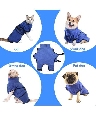 Happy Hachi Microfiber Dog Bathrobe Towel - Super Absorbent Fast Drying Washable Beach Towel for Small Medium & Large Dogs & Cats - XL Blue - Buy Online on GoSupps.com