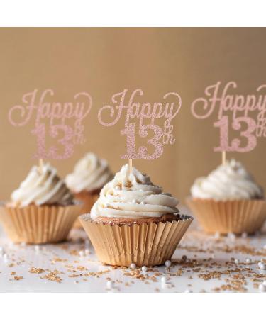 Pack of 24 13 Cupcake Toppers Glitter "Happy 13th Birthday" Cake Toppers Number 13 Eightteen Sweet 13 Birthday Wedding Anniversary Party Cake Decorations Accessories Rose Gold - Buy Online on GoSupps.com