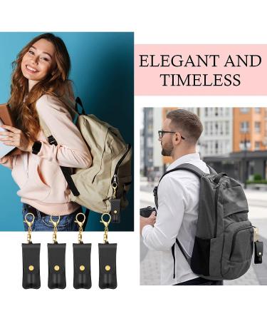 Oudain 4 Pcs Lipstick Holder Keychain  Women Soft Leather Clip on Lipstick Sleeves Pouch Lip Balm Holder Travel Accessories Assorted Color (Black) - Buy Online on GoSupps.com