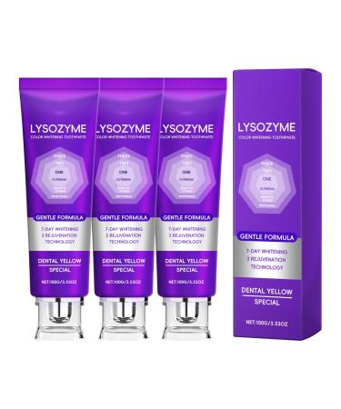 QPJUVC Lysozyme Purple Whitening Toothpaste color correcting toothpaste for yellow teeth stain removal fresh breath tooth enamel care sensitive toothfriendly oral care gel 3