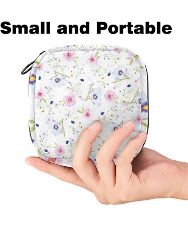 Menstrual Pad Bag with Zipper - Floral Pattern Ladies Napkin Pouch & Tampon Collection Bag for Women & Girls - Buy Online on GoSupps.com