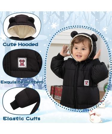Milkiwai Baby Snowsuit Romper | Cute Bear Hooded Jumpsuit | Boys Girls Winter Outfit 73 Black - Buy Online on GoSupps.com
