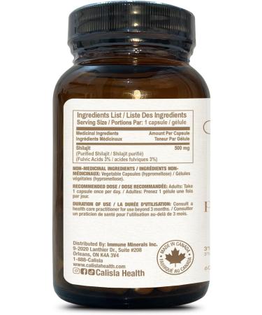 Calisla Purified Shilajit Capsules (500mg) - 2 month Supply (Fulvic Acid) (Purified Shilajit Ingredient) - Buy Online on GoSupps.com
