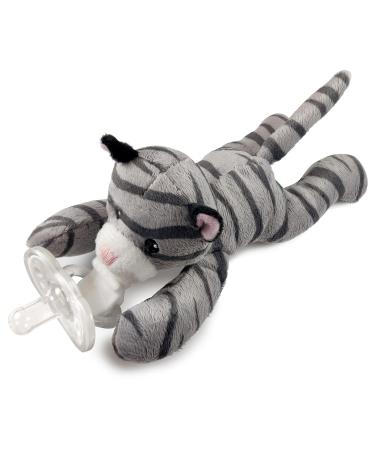 Pepe n Tito Detachable Pacifier Holder Silicone Pacifier with Stuffed Animal Removeable Baby Pacifier Holder for Cuddling with Comfort - Grey Cat