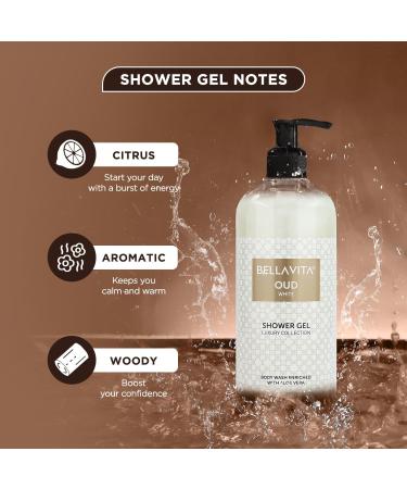 Buy BellaVita Luxury OUD WHITE Body Wash - Refreshing Shower Gel for Deep Cleansing Hydrating & Moisturising - 500 ml | International Shipping - Buy Online on GoSupps.com