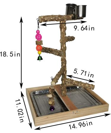 Tfwadmx Natural Wood Bird Perch Stand Toy for Parrots - Platform Play Stand for Parakeets, Canaries, Cockatiels, Conures, Lovebirds - Buy Online on GoSupps.com