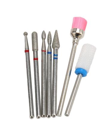 Nail Drill Bits Set 7pcs Nail Grinding Head Drill Bits with Storage Box Manicure Pedicure Bits Tools for Remove Acrylic Gel Nails Cuticle Polishing
