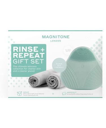 MAGNITONE Rinse + Repeat Gift Set - XOXO Facial Cleansing Brush + Microfibre Cloths - Makeup Removal, Cleanse, Brighten, Soften Skin - Waterproof, USB Rechargeable - Buy Online on GoSupps.com