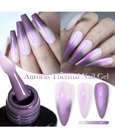Colour Changing Gel Nail Polish - Shimmer Glitter Gel Nail Varnish - Thermal Temperature Change Purple to White UV Gel Nail Polish - Soak off Sparkly Reflective Glitter Gel Polish - Buy Online on GoSupps.com