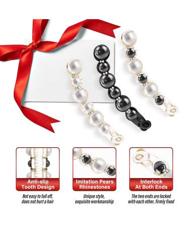 Sibba 3 PCS Pearl Hair Clips - Stylish Hair Barrettes and Jaw Clips for Women - Perfect Birthday Gift - Hair Accessories for Thick and Fine Hair - Buy Online on GoSupps.com