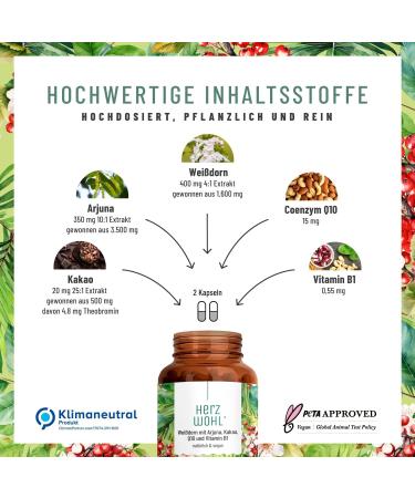 NaturTreu Herzwohl - Holistic Heart Complex with Hawthorn Arjuna & Coenzyme Q10 | Natural Venous Support Capsules - Buy Online on GoSupps.com