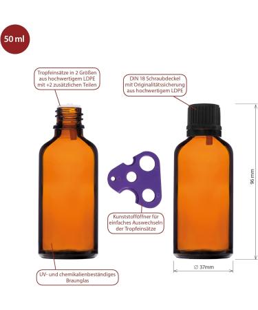 Handsunity 50ml Amber Glass Bottles - 6 Pack with Black Dropper Caps | Perfect for Pharmacy Use & DIY Projects - Buy Online on GoSupps.com