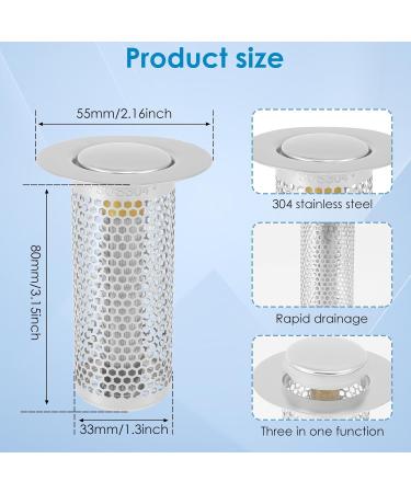 Abizarch 2Pcs Stainless Steel Floor Drain Filter Easy to Use Sink Drain Strainer Filter Multifunctional Sink Drain Strainer Pop Up Bounce Core Bathroom Drain Filter Fast Draining for Bathroom Kitchens - Buy Online on GoSupps.com