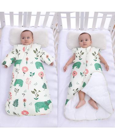 Winter Toddler Sleeping Bag 3.5 Tog Cotton | Infant Toddler Wearable Blanket 24-48M | Animal Bear Design | Detachable Long Sleeves - Buy Online on GoSupps.com