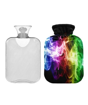 Heat bottle colorful smoke colors 2 l winter heat bottle hot water bottle soft plush cover hand feet warmer for children men and women