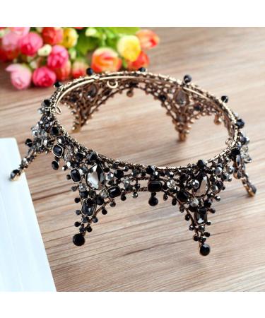 Frcolor Baroque Tiara Bridal Headpiece - Rhinestone Wedding Crown Hairband (Black) | Shop Internationally - Buy Online on GoSupps.com