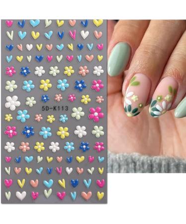 Spring Daisy Flower Nail Art Stickers - Colorful 5D Nail Decals for Women - Self Adhesive Manicure Decoration - Buy Online on GoSupps.com