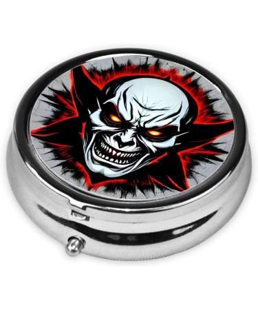 Red and Black Evil Ghost Round Pill Box - 3 Compartment Portable Travel Organizer - Buy Online on GoSupps.com