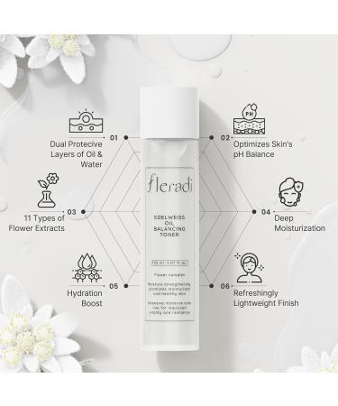 Edelweiss Oil Balancing Toner | 20% Edelweiss Extract & 11 Flower Extracts | Hydration & PH Balance | 5.07 fl oz - Perfect for All Skin Types - International Shipping Available - Buy Online on GoSupps.com