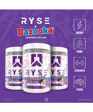 RYSE Core Series Loaded Pre Workout Pump Energy Supplement - 30 Servings (Bubble Gum Grape) - Buy Online on GoSupps.com