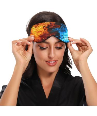 Red and Blue Fire Sleep Mask - Comfortable Light Blocking Eye Mask with Adjustable Strap for Travel and Shift Work - Buy Online on GoSupps.com