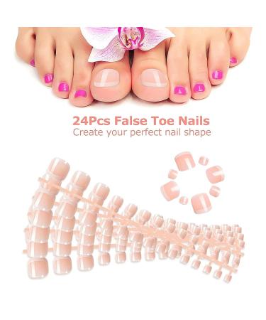 120 Pieces Light Pink False Toenails Kit - 12 Sizes Artificial Toe Nail Tips for Nail Art & Design Display International Shipping Available - Buy Online on GoSupps.com