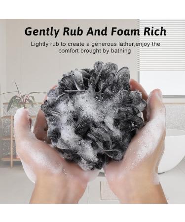 Extra Large Black Bath Sponge Set - 2 Soft Mesh Shower Sponges for Body Peeling & Comfortable Washing - Buy Online on GoSupps.com