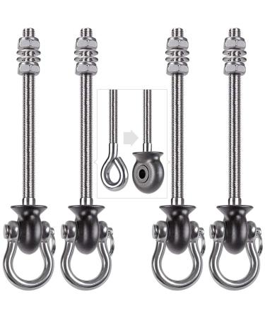 Dolibest Set of 4 Permanent Antirust Stainless Steel 304 Heavy Duty Swing Hangers, Playground Porch Yoga,for Wood and Steel Beam Yoga Hammock Chair Punching 1500LB Capacity,180 Swing, 7.67''