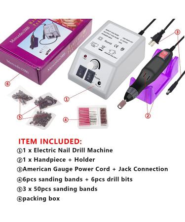 Professional Electric Nail Drill Machine Manicure Set with 156pcs Sanding Bands - Low Noise Vibration for Acrylic Nails, Gel Art, Pedicure - Nail File and Polisher Grinder - Buy Online on GoSupps.com