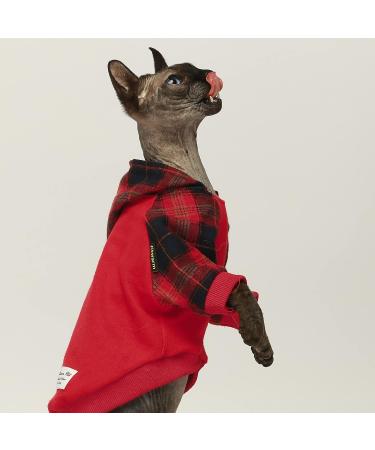 Fitwarm Plaid Pet Sweatshirt Hoodie for Dogs and Cats - Red, Medium - Buy Online on GoSupps.com