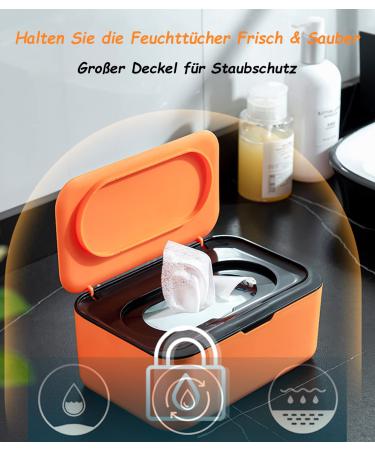 Buy Refillable Wet Wipes Box for Baby & Adults - Keep Cloths Fresh with Easy Single-Hand Operation - Orange Color - Buy Online on GoSupps.com